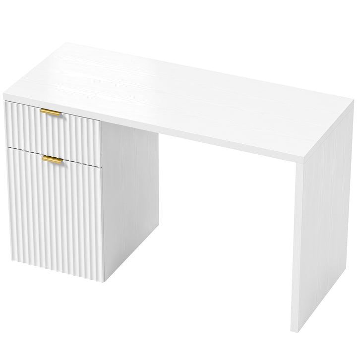 Computer Desk with Drawer, 120 cm Reversible Office Desk, Cabinet