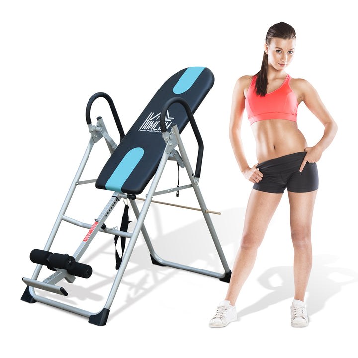 HOMCOM Foldable Gravity Inversion Table Back Therapy Home Fitness Bench Black