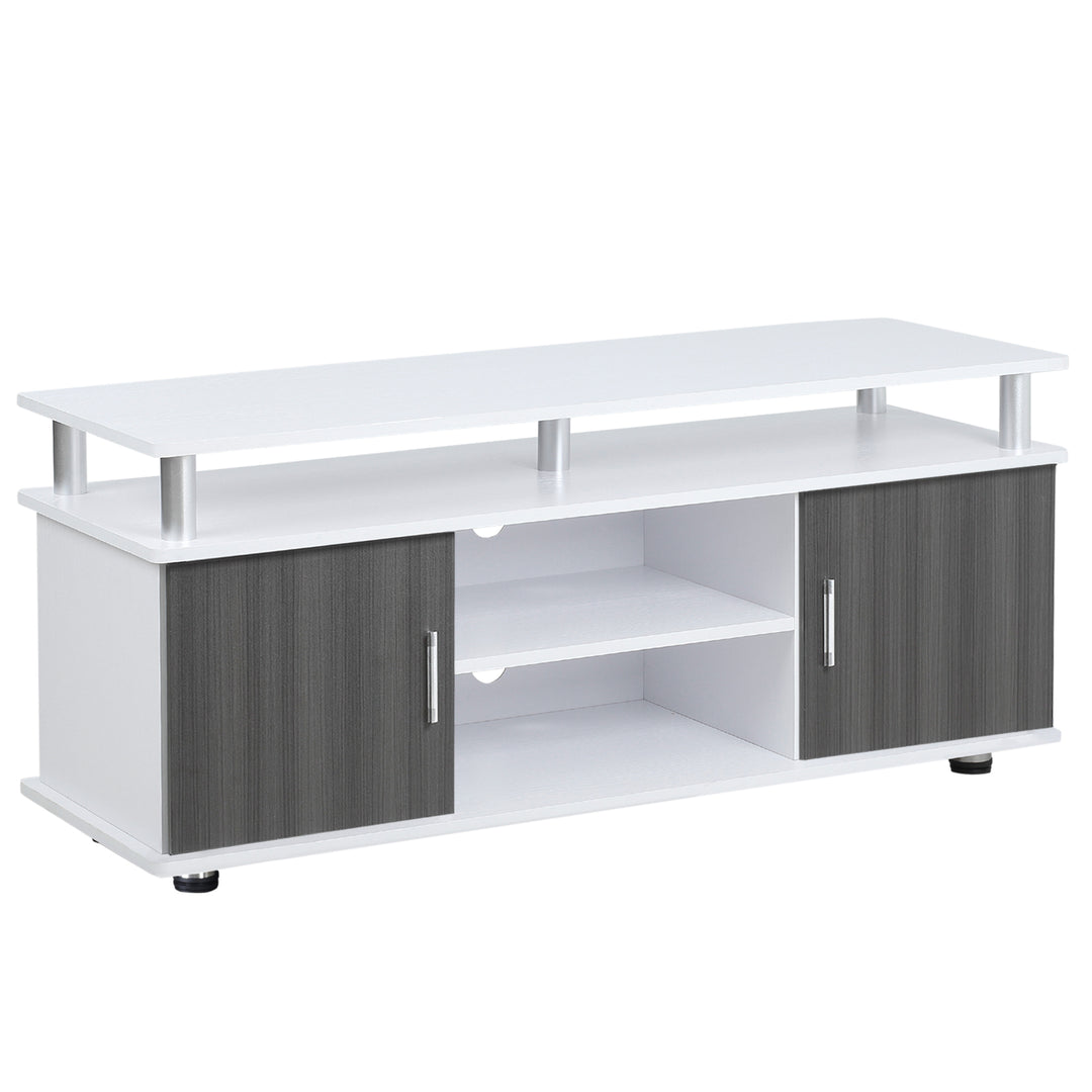 MCL TV Cabinet Unit for TVs up to 50'' with Storage Shelf and Cupboards, Living Room Entertainment Center Media Console, Grey and White
