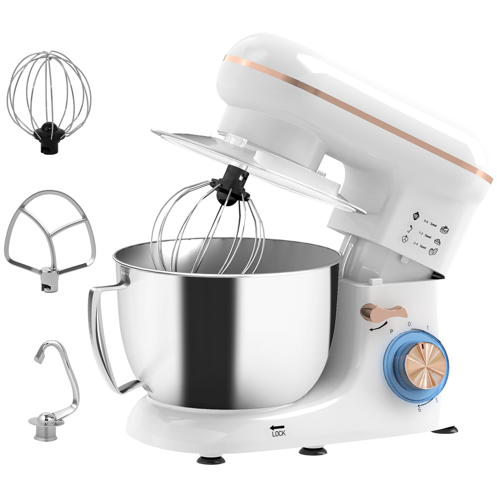 1300W Kitchen Stand Mixer, with Accessories - White