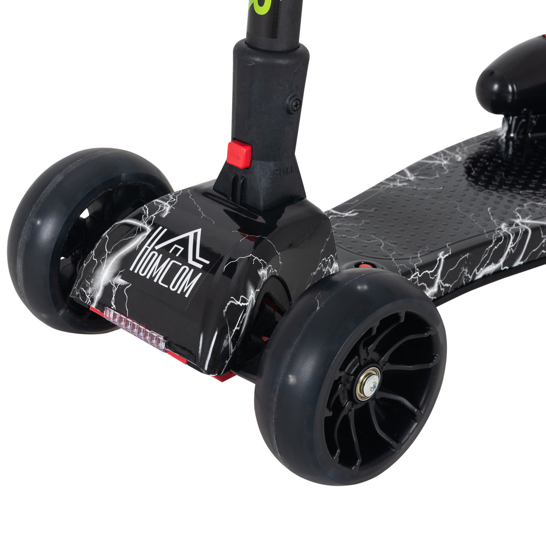 Kids 3 Wheel Plastic Scooter Adjustable Height w/ Engine-Look Water Spray Black