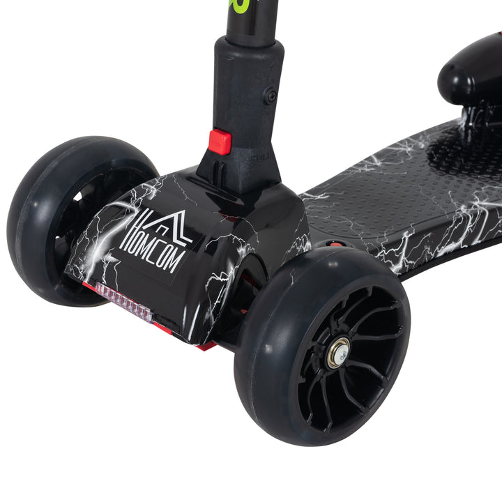 Kids 3 Wheel Plastic Scooter Adjustable Height w/ Engine-Look Water Spray Black