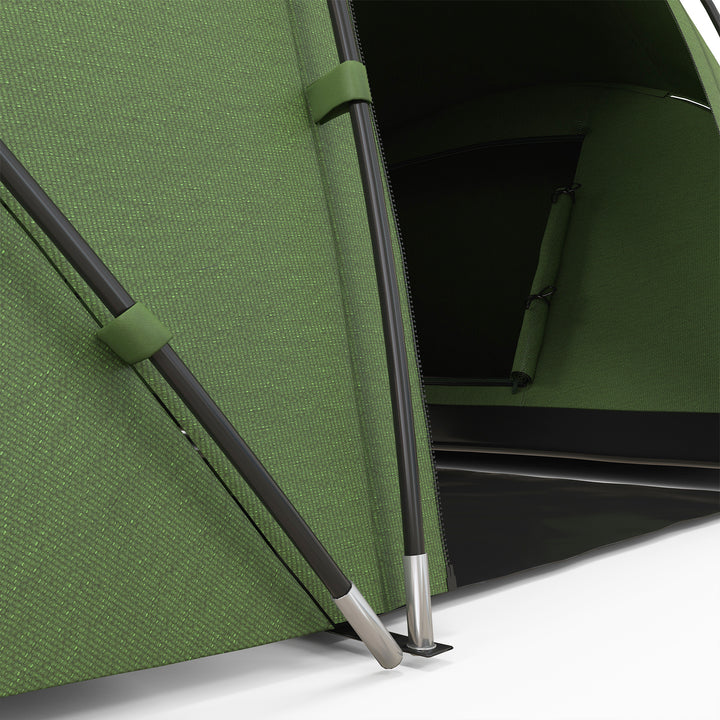 4-6 Man Camping Tent with Living Area and 2 Bedrooms, Hiking Sun Shelter, UV Protection Tunnel Tent, Dark Green