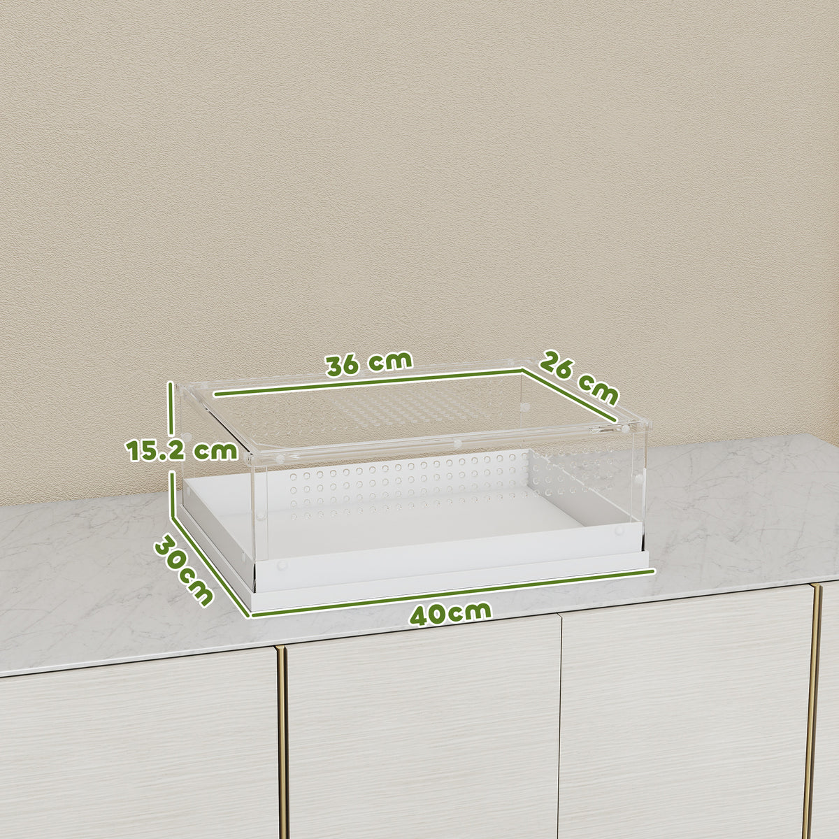 Acrylic Reptile Terrarium with Top Sliding Door, Vents, for Snake, Fro