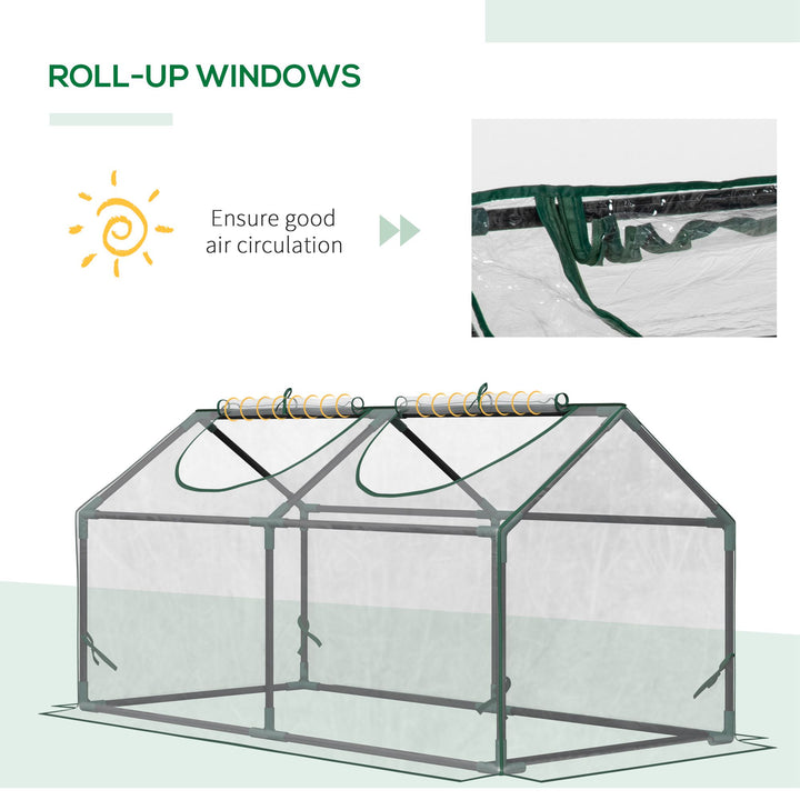 Mini Greenhouse Portable Flower Planter Vegetable Grow House for Garden Backyard with Zipped Windows, 120 x 60 x 60 cm, Clear