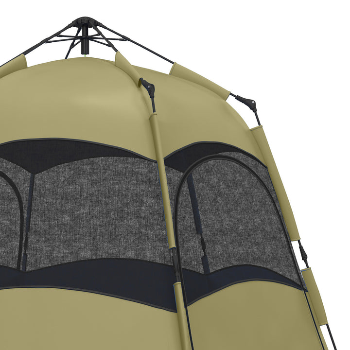 Six Man Hexagon Camping Tent with Hang Hook and Carry Bag - Dark Green and Light Grey