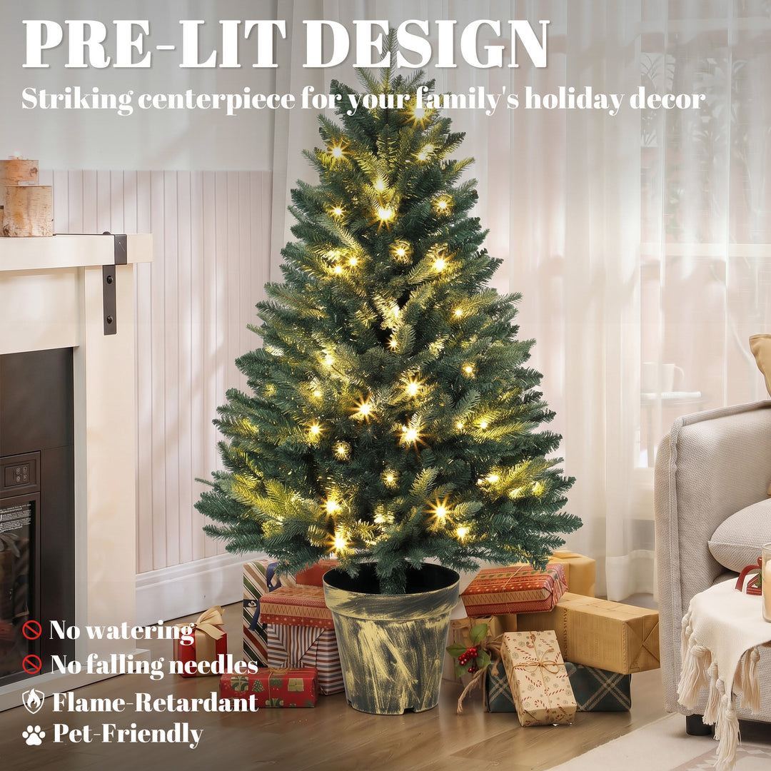 Realistic Xmas Tree, 4ft Prelit Artificial Christmas Tree with 80 - view 4
