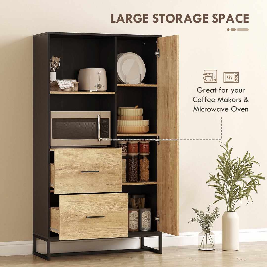 MCL Tall Kitchen Cupboard, Freestanding Kitchen Pantry Cabinet with Adjustable Shelves, Drawers and Soft Close Door, 160cm