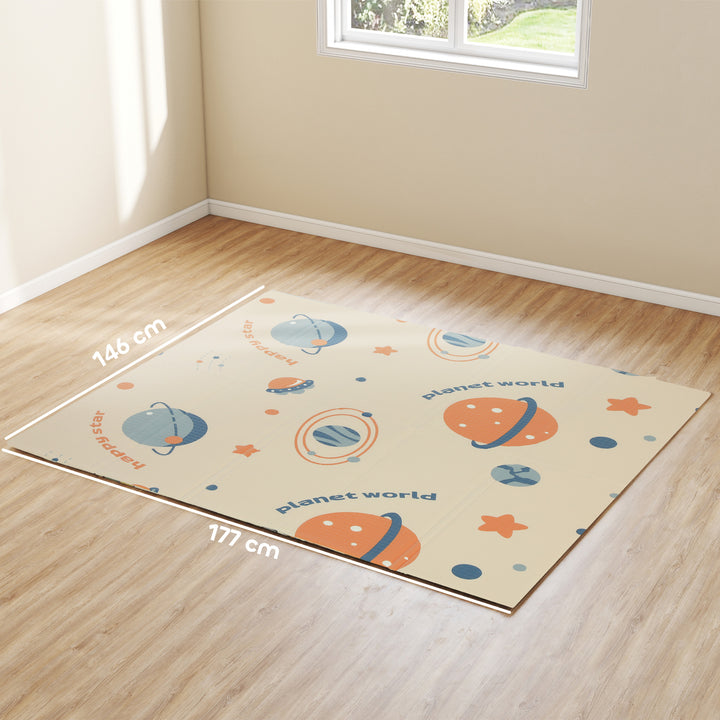 AIYAPLAY Space-Themed Baby Plat Mat Double Sided, Foldable, Water-Resistant for Outdoor/Indoor, 177 x 146 x 1.5cm