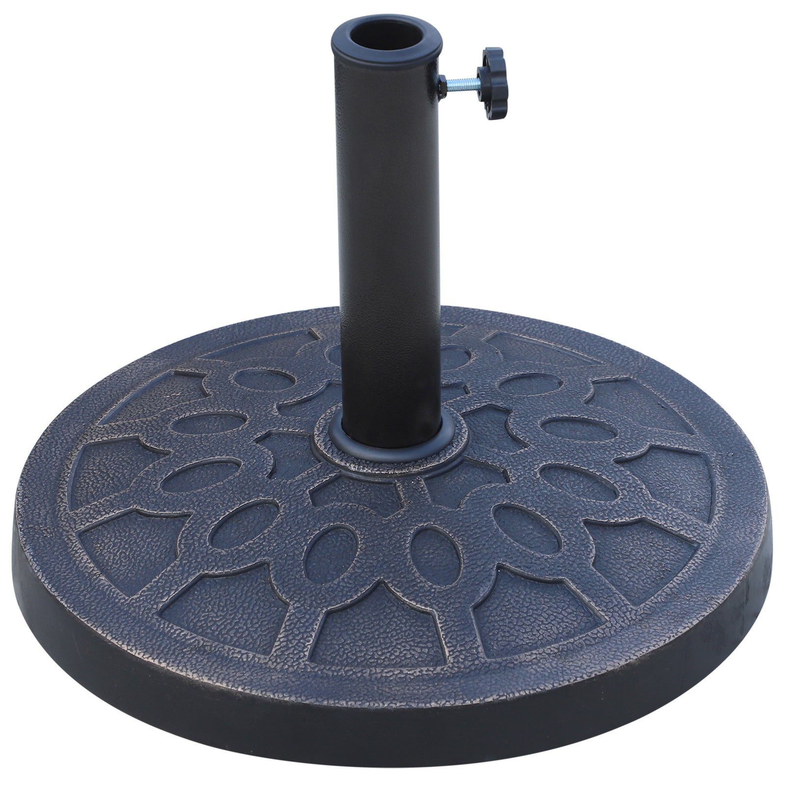 13kg Resin Umbrella Stand Holder, Garden Parasol Base for 38mm or 48mm Outdoor Umbrella Poles, Bronze Tone