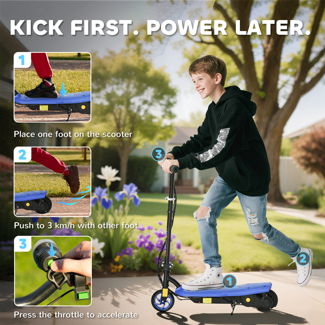 MCL Foldable Electric Scooter, with LED Headlights, for Ages 7-14 Years, Blue