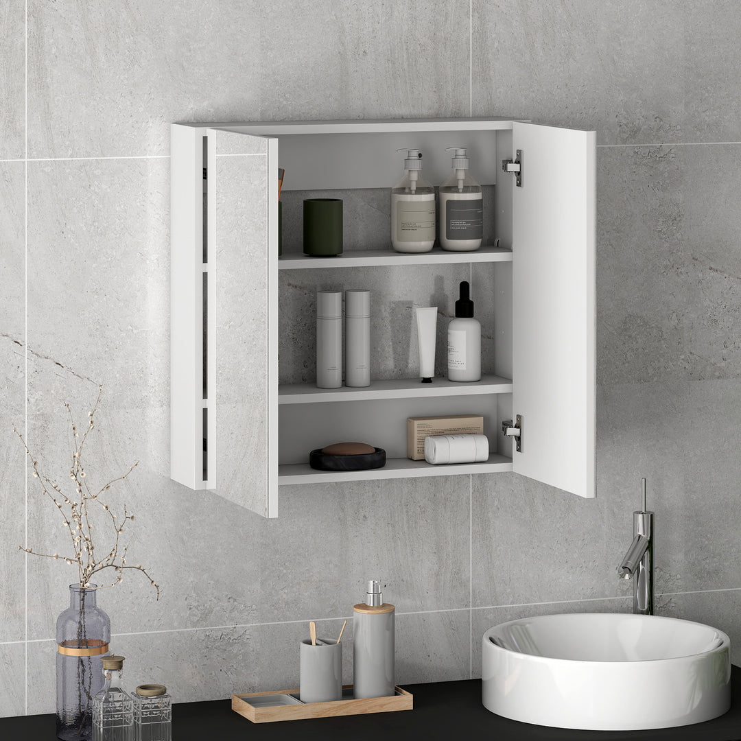 60 x 15 cm Double Door Bathroom Mirror Cabinet - White