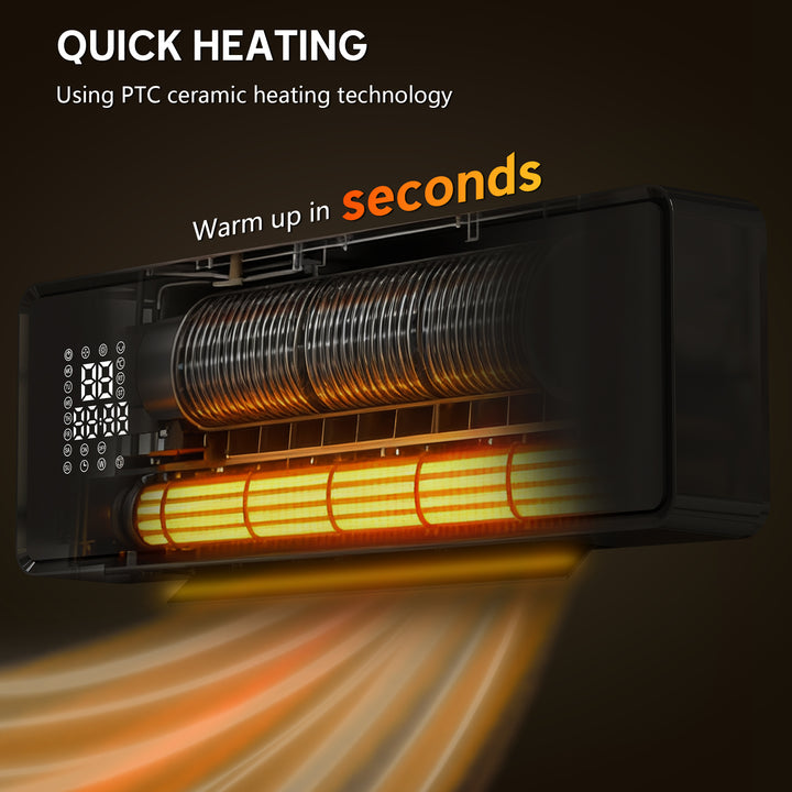 2000W Ceramic Electric Heater with Fan, Adjustable Thermostat, Wall Mo