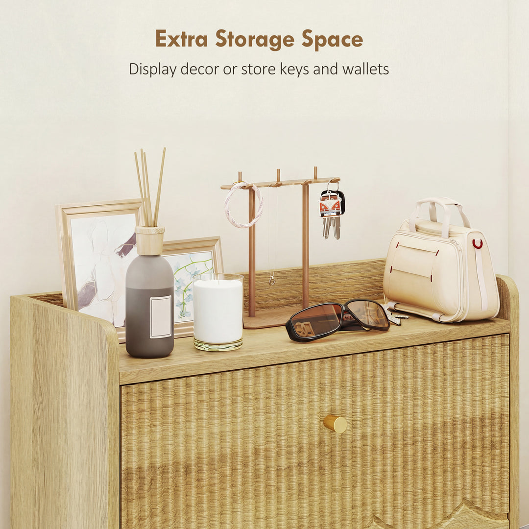 Narrow Shoe Cabinet, Modern Shoe Storage Cabinet with 3 Flip Drawers, 
