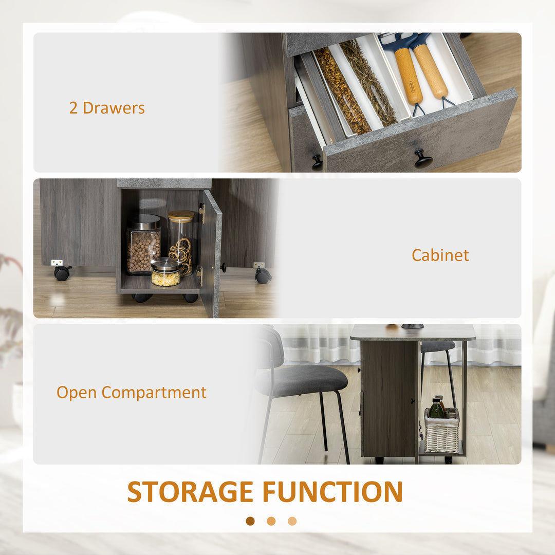 MCL Multi-Storage Six-Person Drop Leaf Dining Table - Mixed Grey