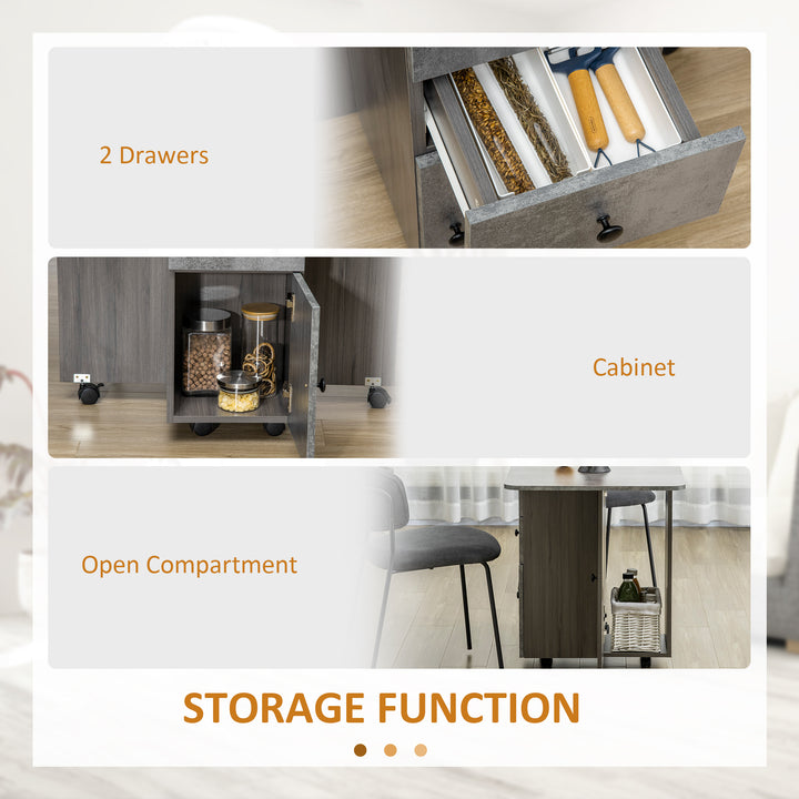 MCL Multi-Storage Six-Person Drop Leaf Dining Table - Mixed Grey