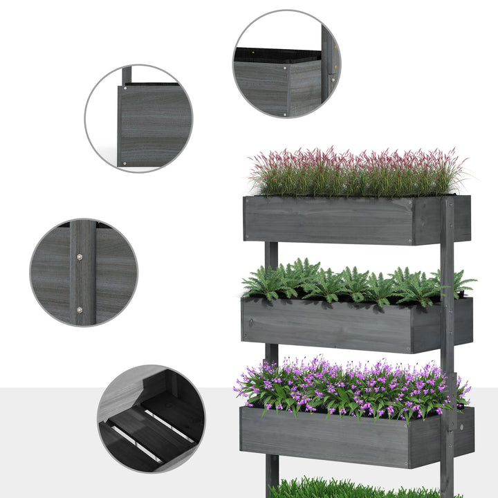 Four-Tier Basket Wooden Plant Stand - Grey