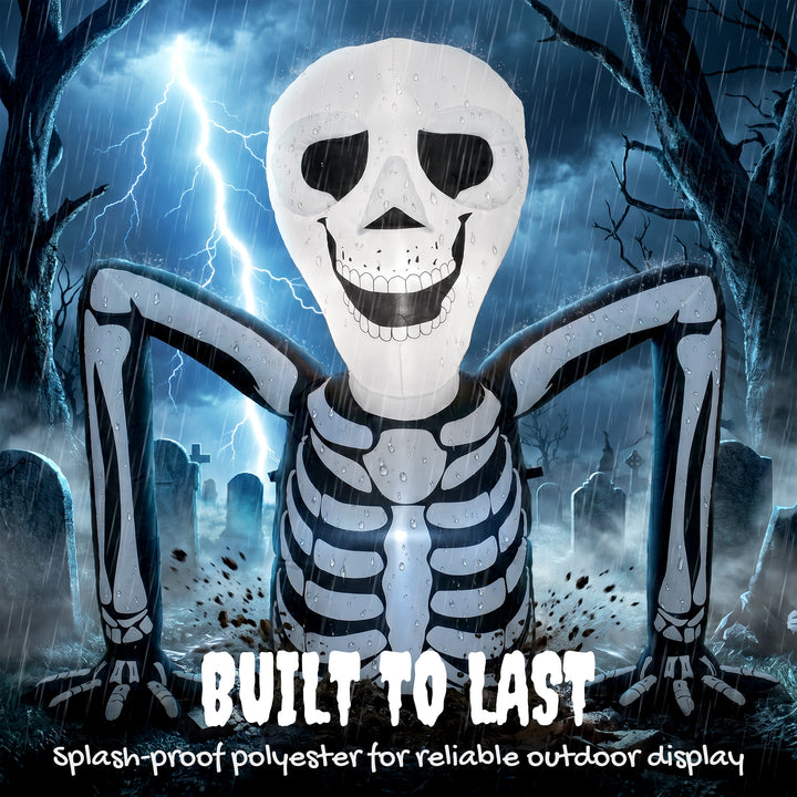 Inflatable Ground Crawling Skeleton, Scary Halloween Decoration with B