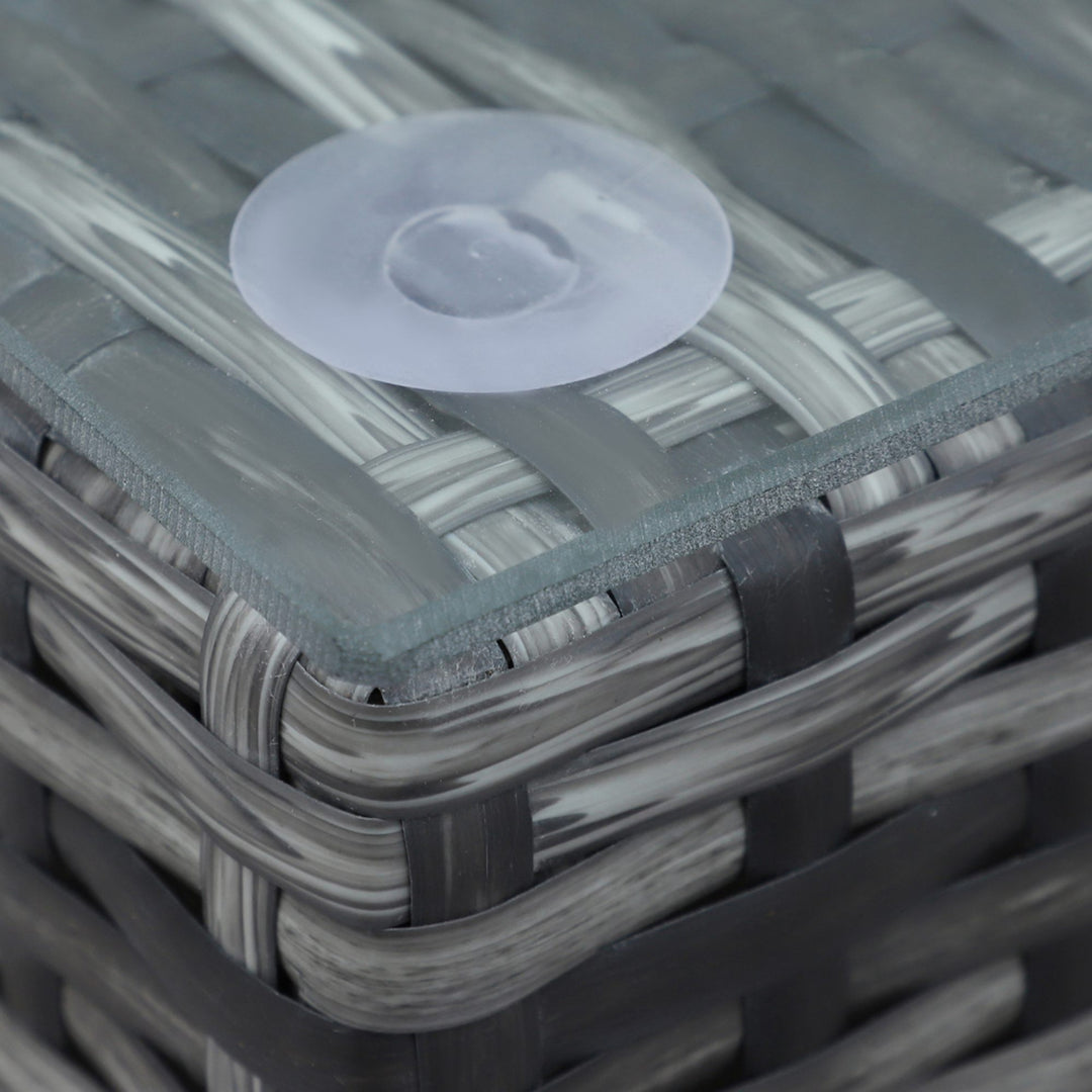 MCL 8 Piece Rattan Corner Sofa Set with Wide & Deep Seat, Assembled Aluminium PE Rattan Garden Furniture Set with Thick Cushions and Glass Top Table for Outdoor, Conservatory, Grey