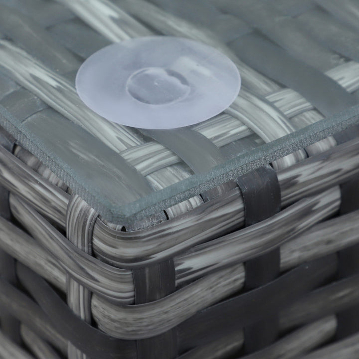 MCL 8 Piece Rattan Corner Sofa Set with Wide & Deep Seat, Assembled Aluminium PE Rattan Garden Furniture Set with Thick Cushions and Glass Top Table for Outdoor, Conservatory, Grey