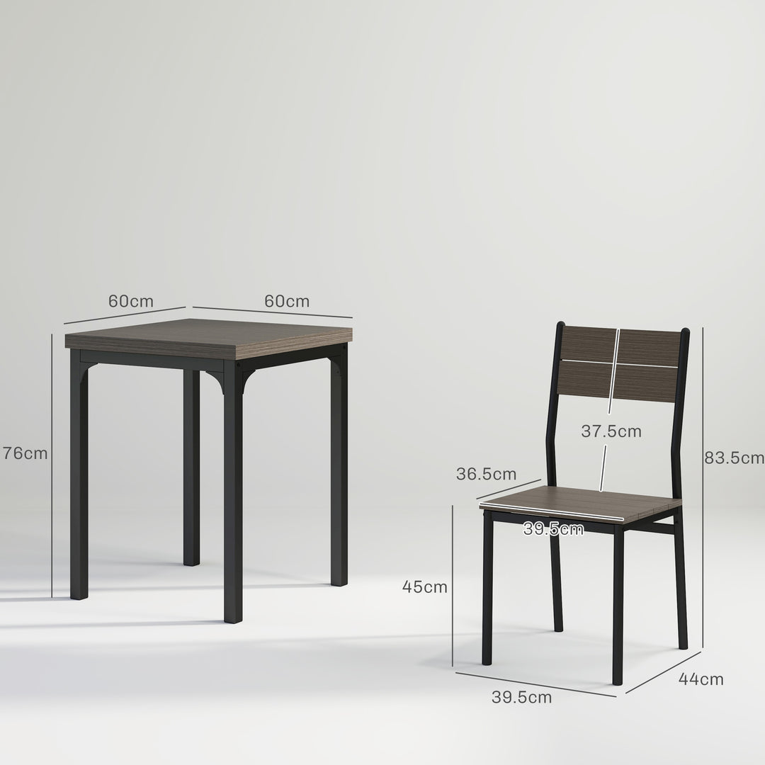 Three-Piece Minimal and Compact Dining Set, Grey Wood Grain