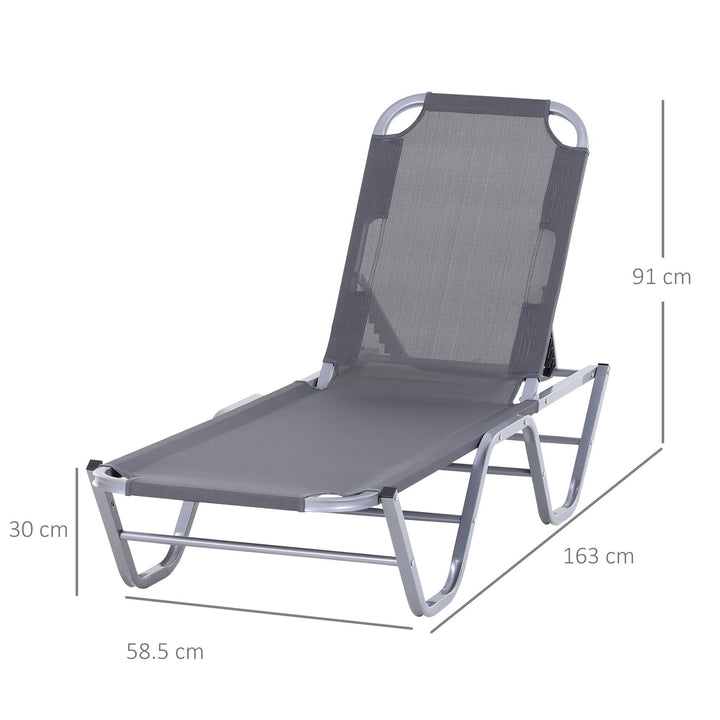 Outsunny Adjustable Sun Lounger, Lightweight Recliner with 5