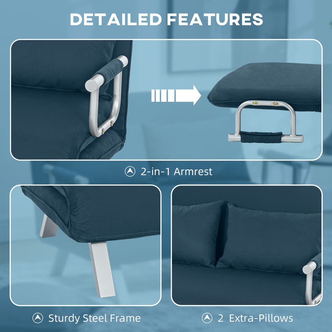 Two-Seater Click-Clack Sofa Bed - Navy Blue