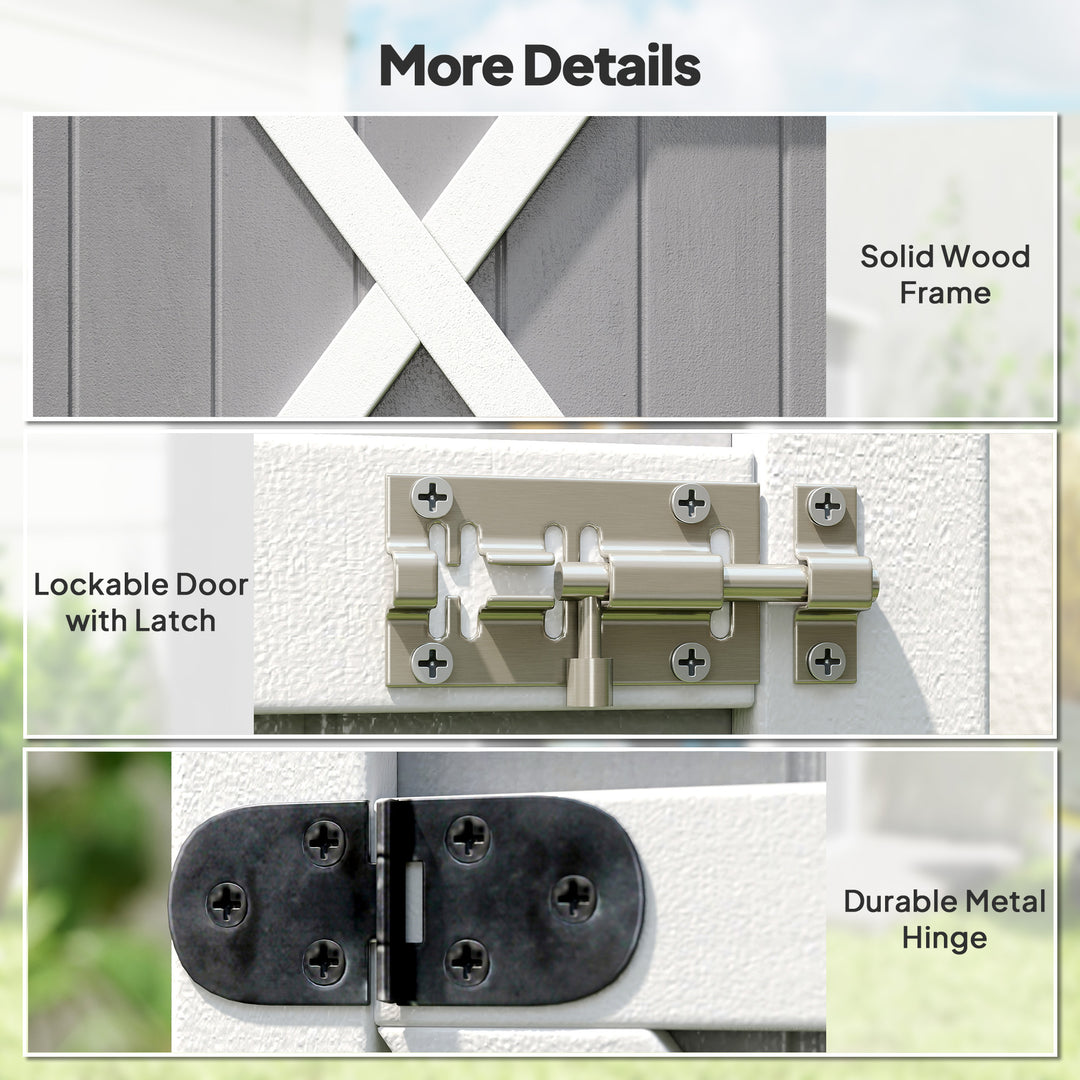 MCL Wooden Small Shed, Garden Storage Shed with Shelves and Bolt Latch, 75L x 56W x115H cm, Grey