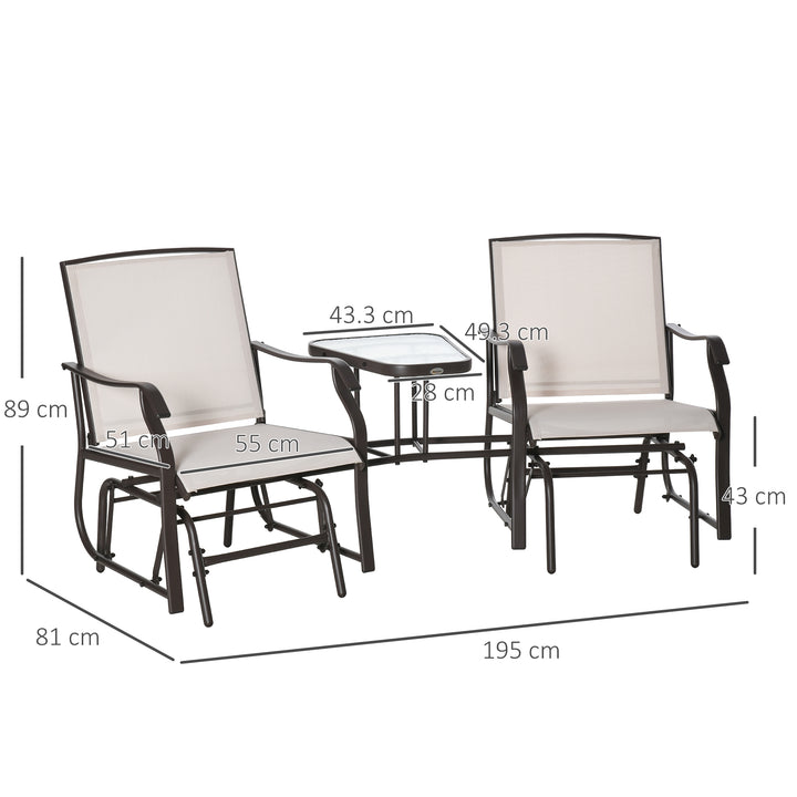 Gliding Jack and Jill Seat, with Glass-Top Table - Brown/Beige