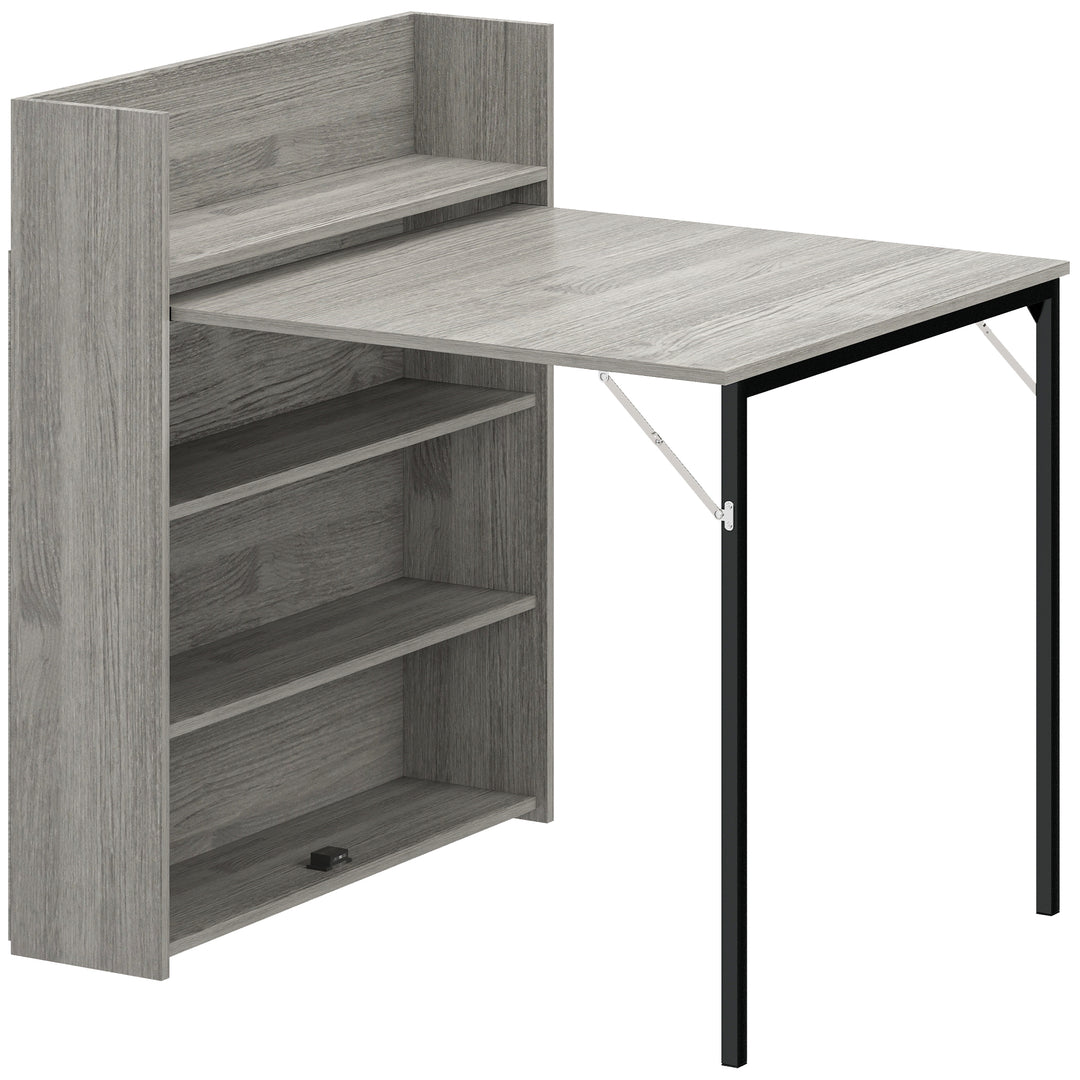Kitchen Table, Folding Dining Table, with 4-Tier Shelves, Modern Drop-
