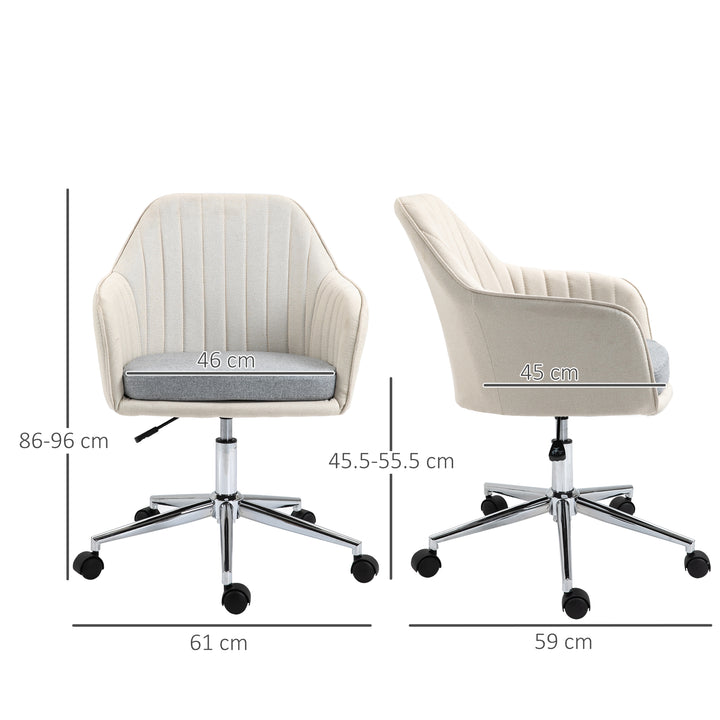 Home Office Chair Comfortable Computer Desk Chair Swivel Task Chair with Golden Base, Vanity Chair for Teens Adults Bedroom, Beige