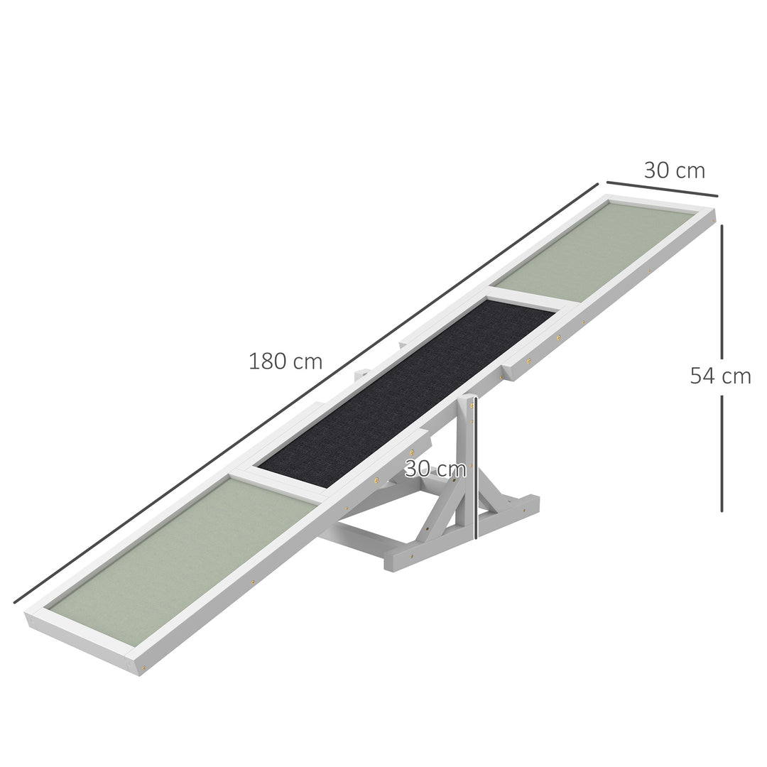 Wooden Pet Seesaw for Big Dogs, Dog Agility Equipment with Anti-Slip Surface - White