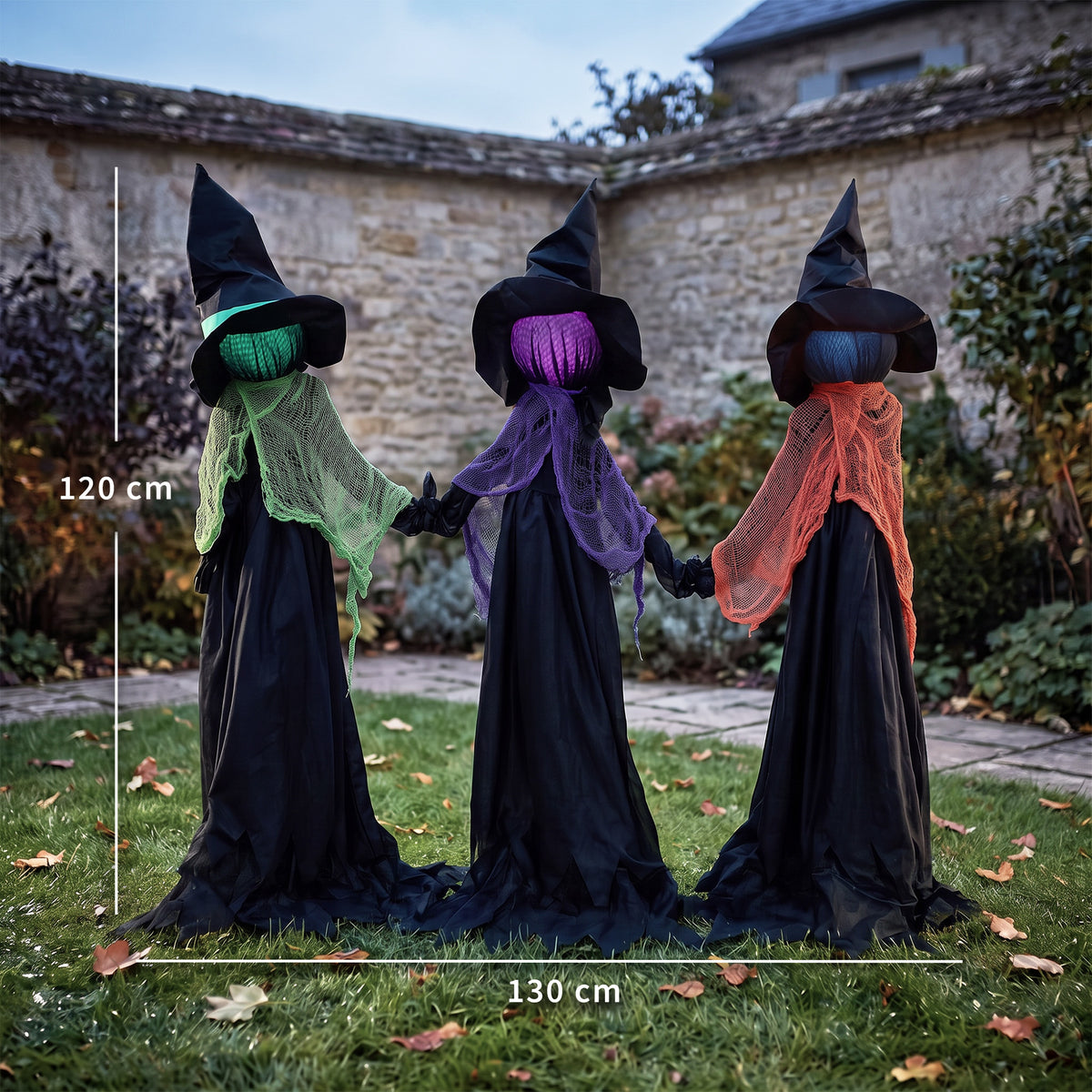 120cm Witches Holding Hands Halloween Decorations Outdoor Indoor, Scar