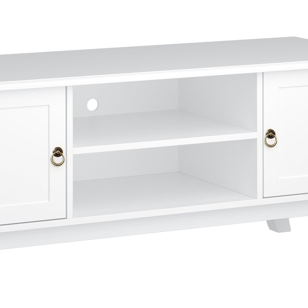 TV Unit up to 55", 2 Doors TV Cabinet with Open Storage Shelves and Cable Management for Living Room, Bedroom, Entertainment Room, 120L x 45W x 50.5H, White