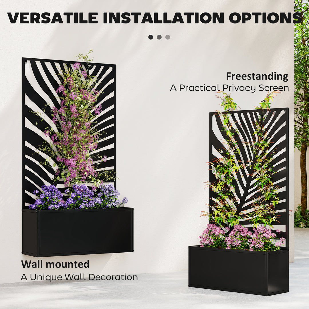 Metal Garden Bed for Garden with Trellis, Wall Mounted or Freestanding