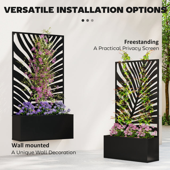 Metal Garden Bed for Garden with Trellis, Wall Mounted or Freestanding