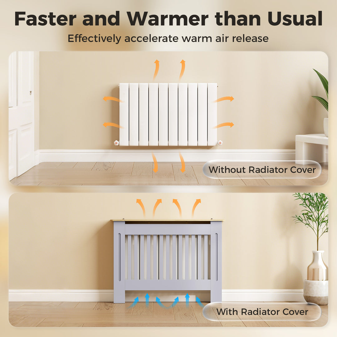 Slatted Radiator Cover, Painted Cabinet with Line Grill Design, 112L ×