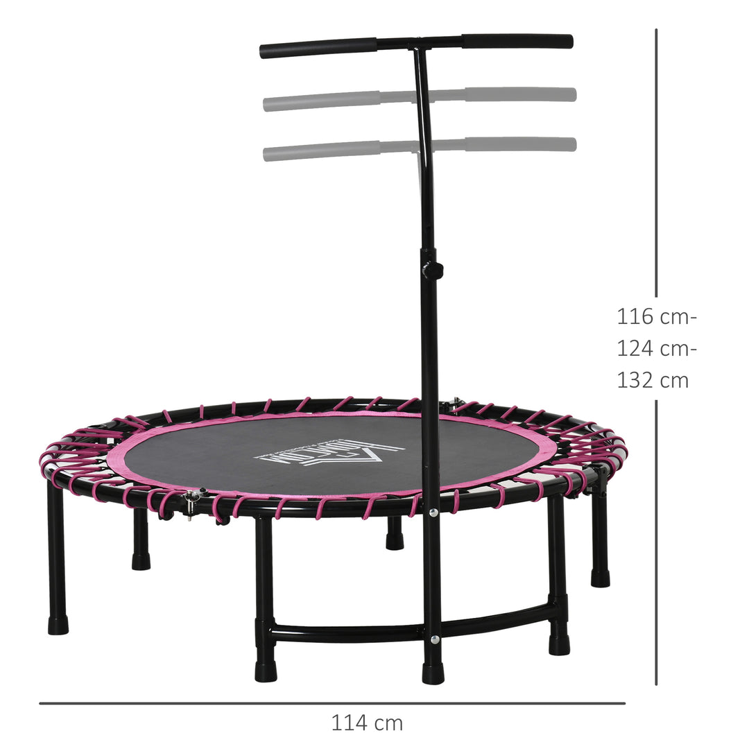 Mini Round Steel Frame Trampoline w/ Adjustable Handle, Pink