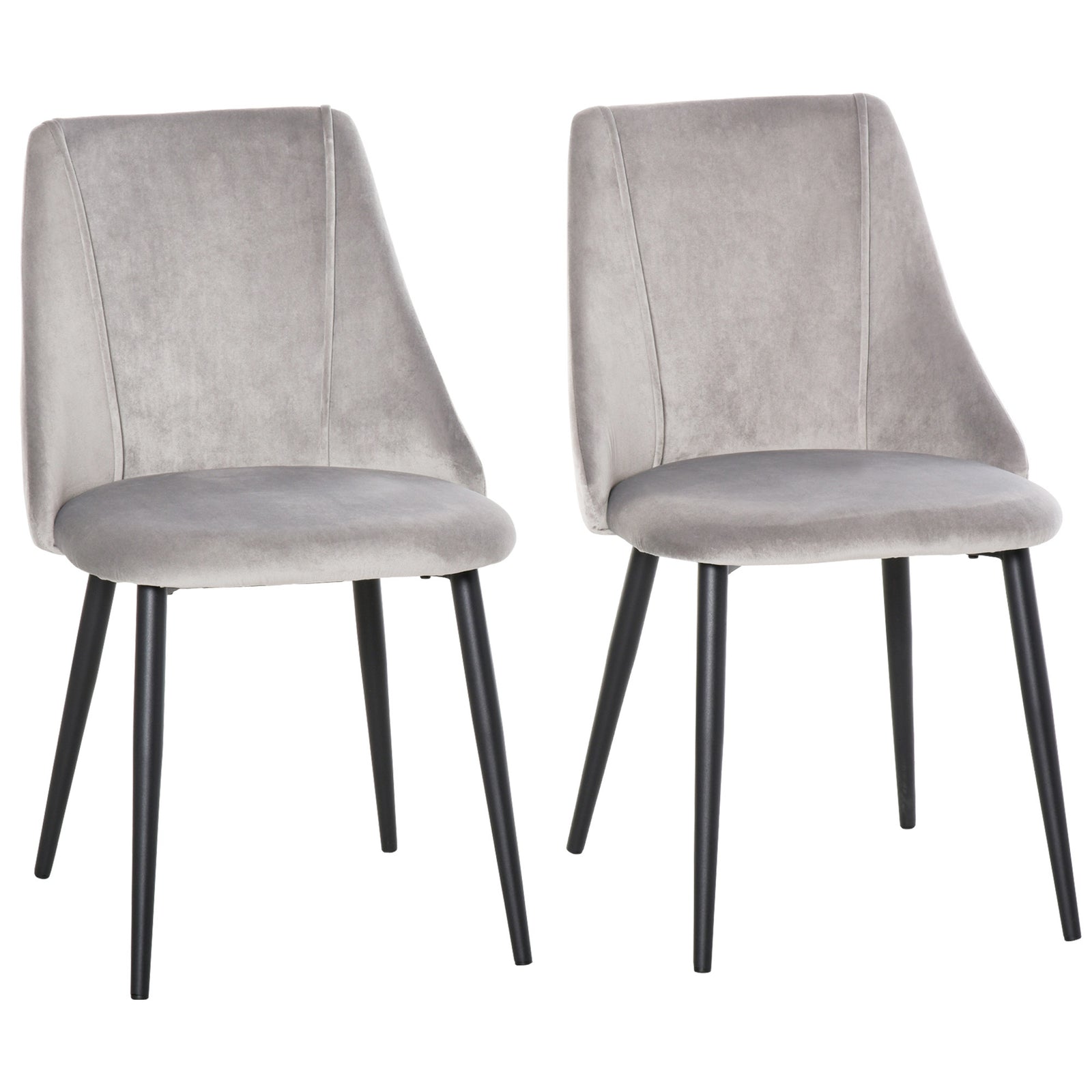 Dining Chairs Set of 2, Modern Upholstered Velvet-Touch Fabric Accent High Back Chairs with Metal Legs for Kitchen, Grey