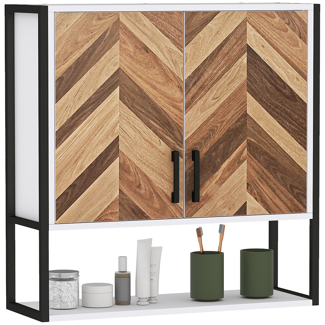 Bathroom Cabinet Wall Mounted, Bathroom Wall Cabinet Medicine Cabinet with 2 Doors, Adjustable Shelf, Walnut