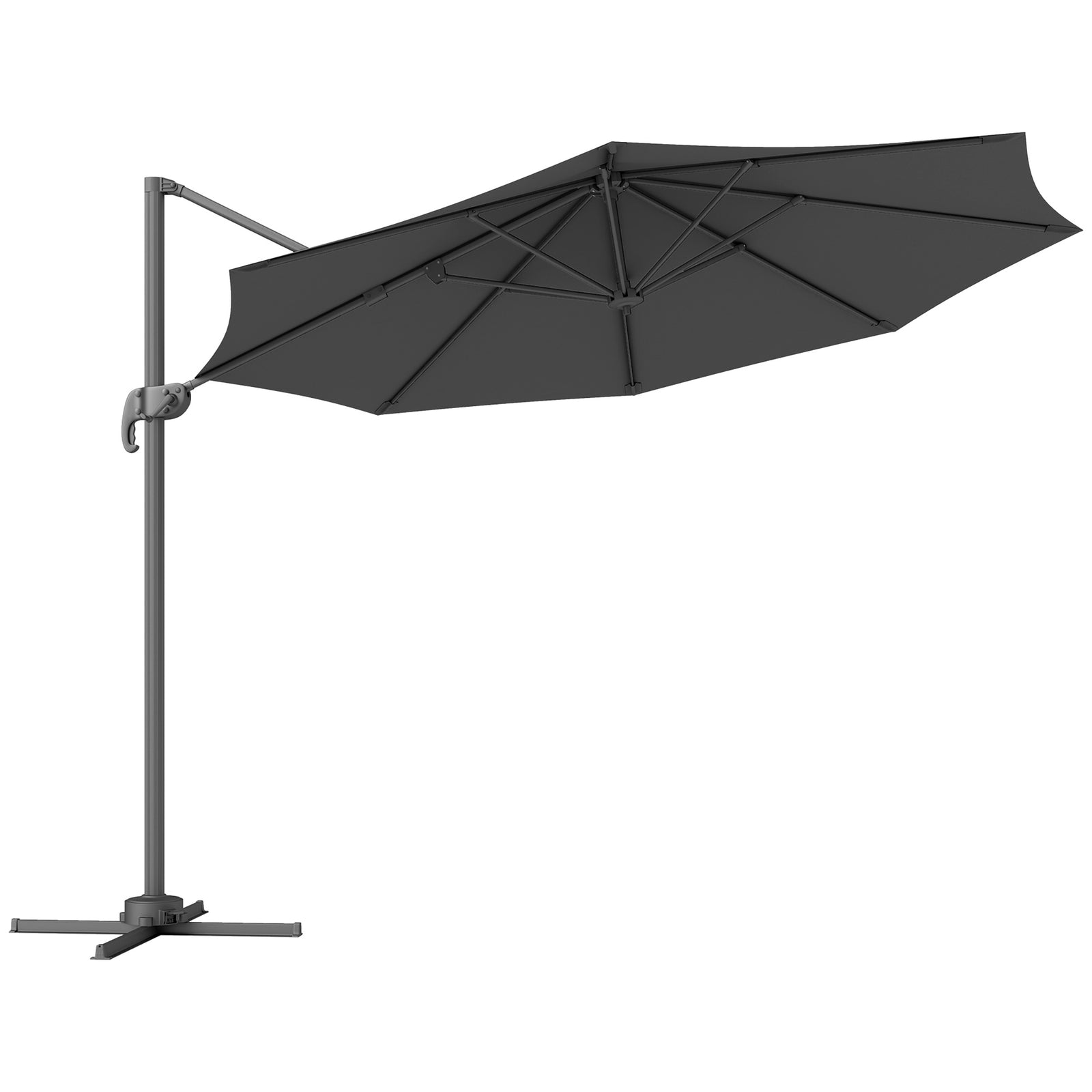 3 x 3m Overhanging Cantilever Parasol - Black