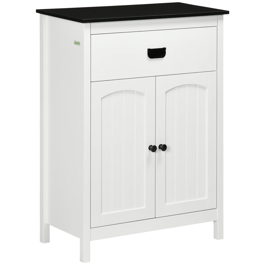 MCL Bathroom Cabinet, Bathroom Storage Unit with Drawer, Double Door Cabinet, Adjustable Shelf for Living Room, White