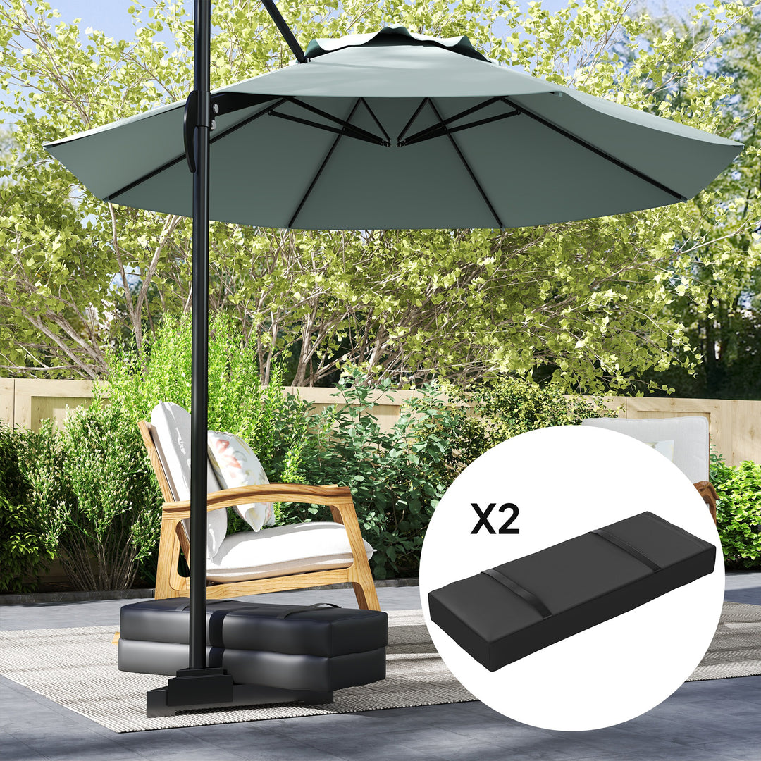 Parasol Weights Set of 2, Parasol Base Weights Bags, 25kg Fillable Sandbag Weights with Handles, Cantilever Umbrella Base Weights, Black