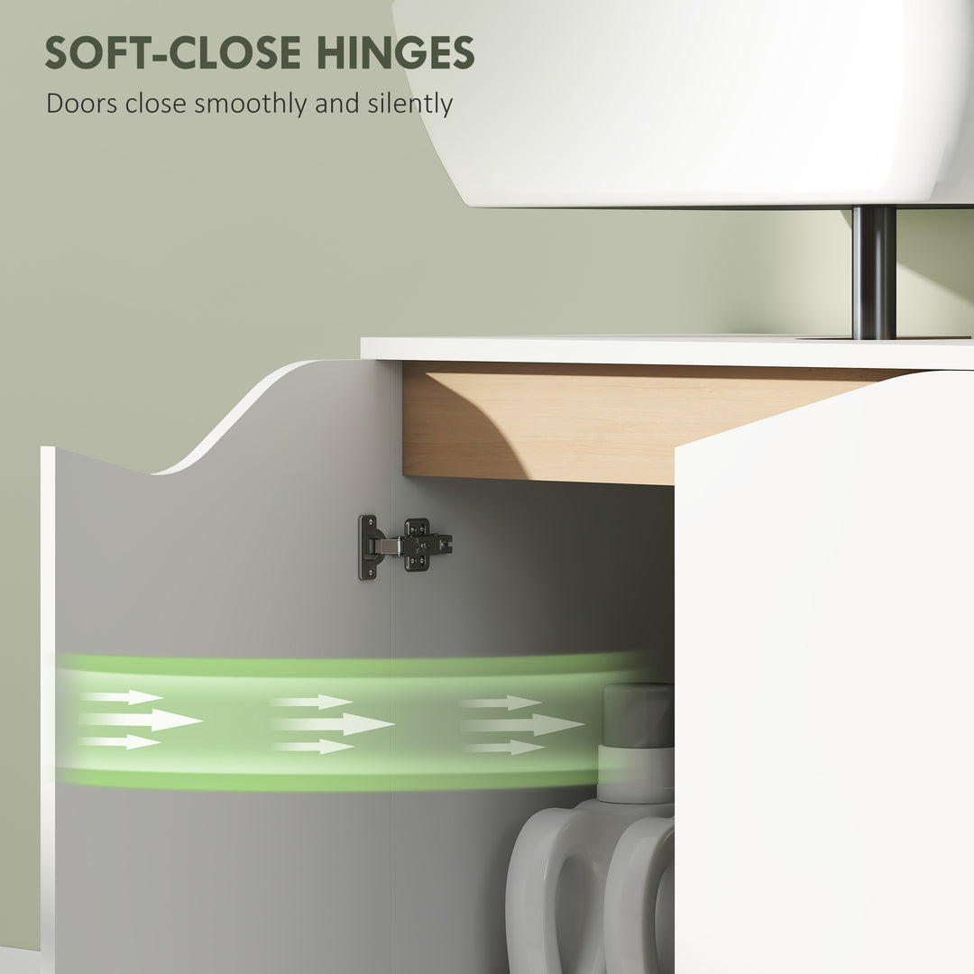 Under Sink Bathroom Cabinet, Bathroom Storage Cabinet with Soft-Close Doors, for Basin without Pedestal