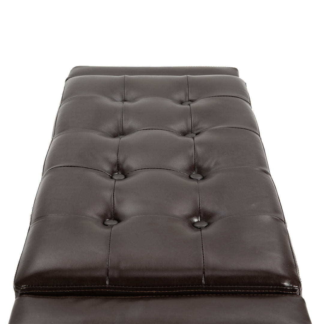 HOMCOM Storage Ottoman Bench, PU Leather, Tufted Design, Flip Top, 92x40cm, Versatile Use, Brown | Aosom UK