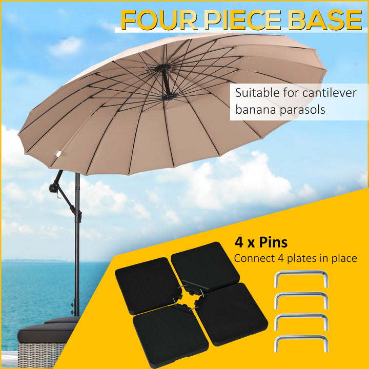 Four-Piece Plastic Cantilever Parasol Base - Black