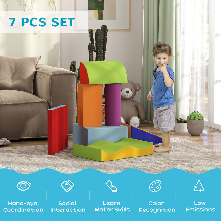 HOMCOM 7 Piece Soft Soft Play Set for Toddlers 1-3 Years, Multicoloured | Aosom UK