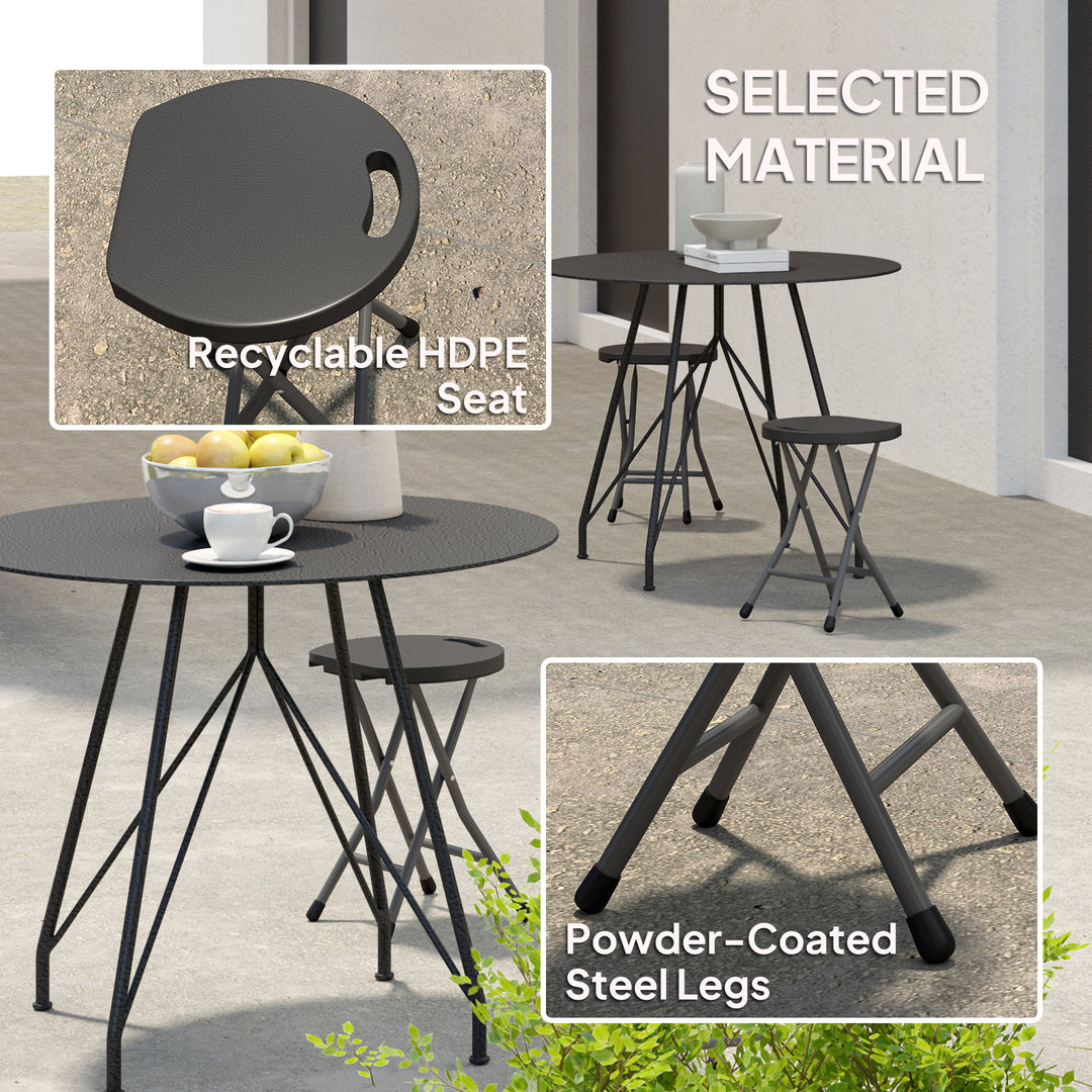 Set of Four Folding Carry Stools - Charcoal Grey