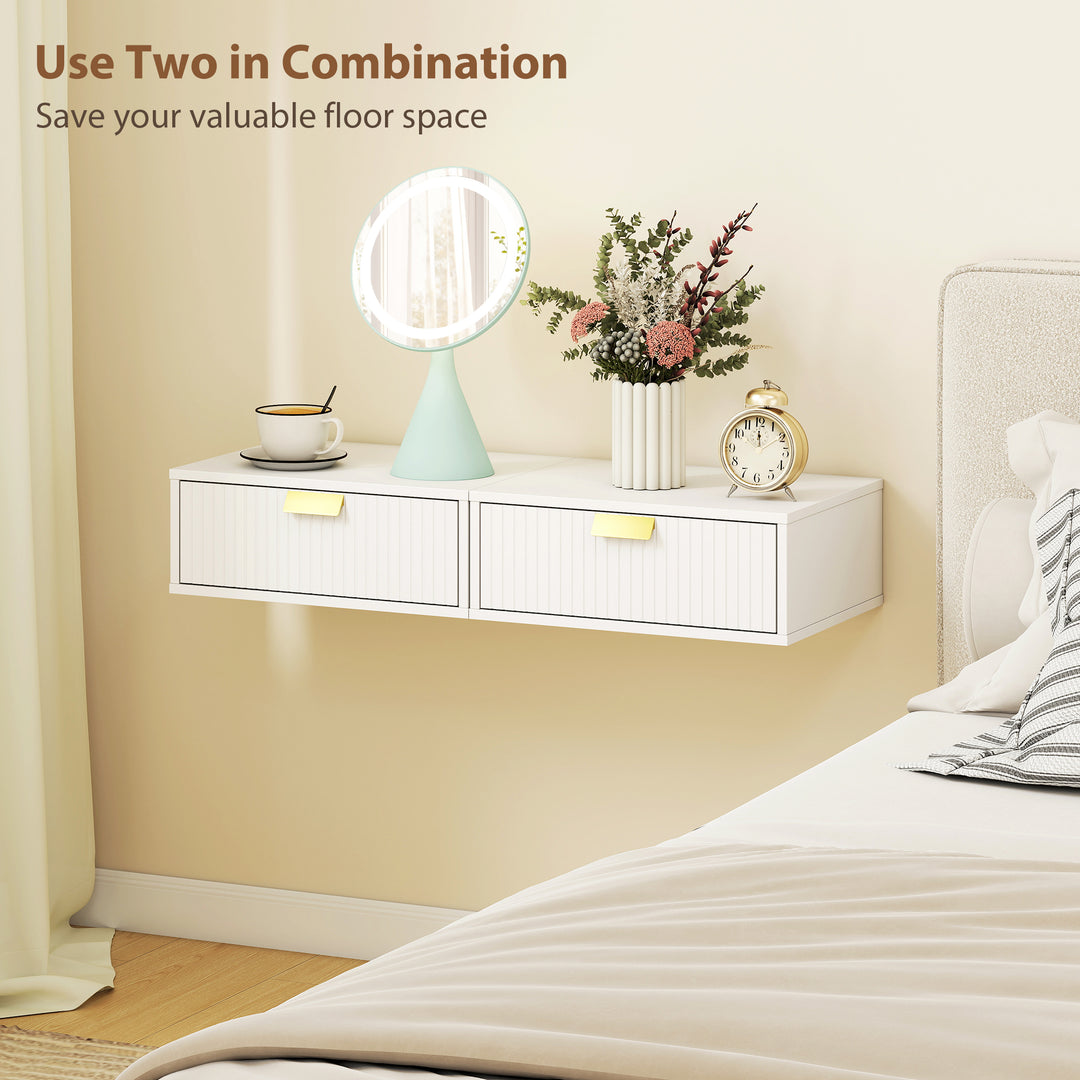 Modern Floating Nightstands Set of 2, Wall Mounted Bedside Tables with
