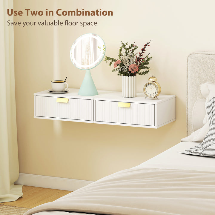 Modern Floating Nightstands Set of 2, Wall Mounted Bedside Tables with